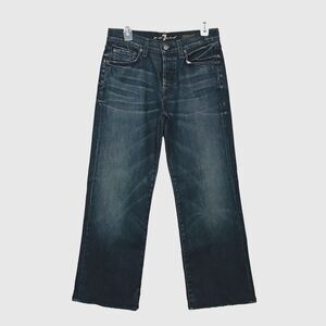 Button Fly 7 For All Mankind Women's 29 Relaxed Denim Blue Jeans Frayed Distress